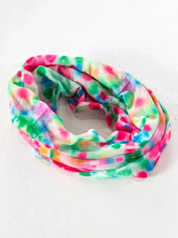 Colorful boho Spring Rainbow tie-dye bandeau headband for free spirit style