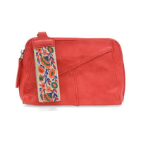 Gigi crossbody bag in vegan leather with woven wristlet strap and zip closure