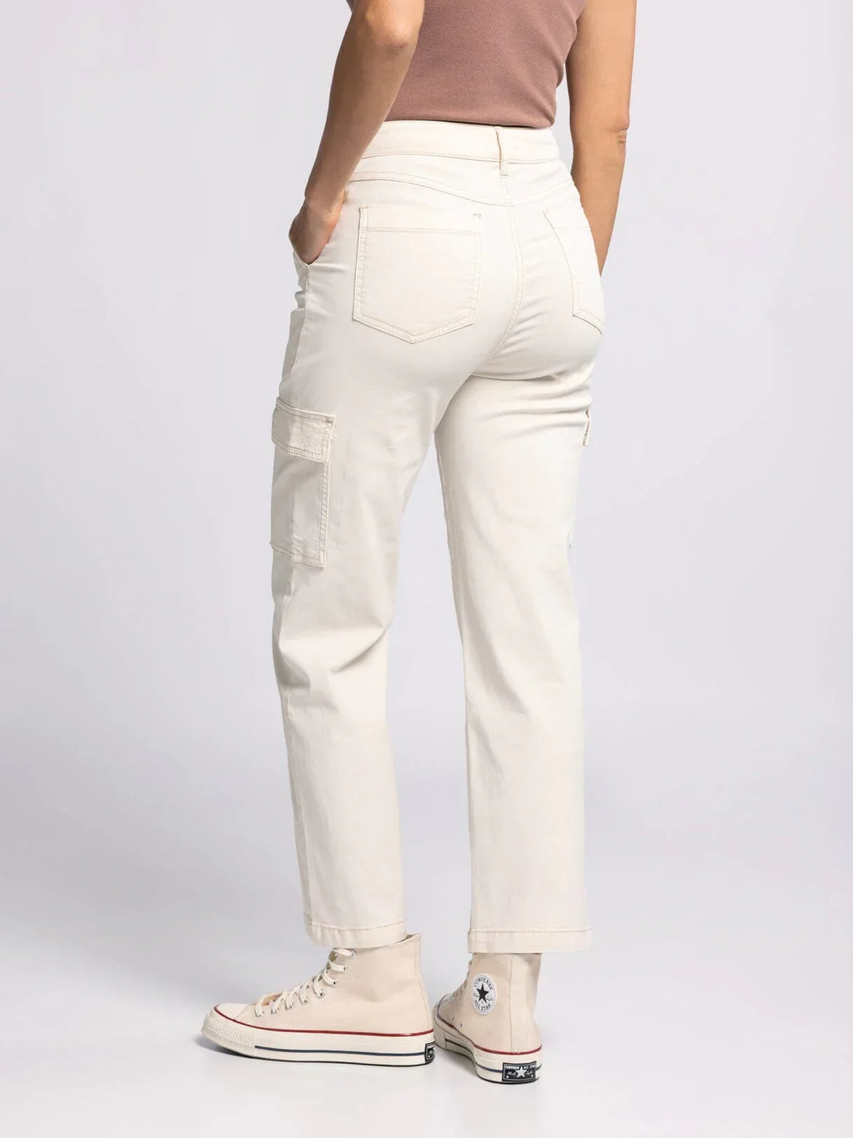 Cream-colored Thread and Supply Vernon Pants with high waistband and pockets