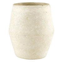 Cream-colored paper mache vase with a rounded, tapered boho design for flowy decor