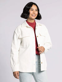 Cream-colored oversized Thread and Supply Dallas Jacket shirt with pockets