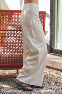 Cream-colored Suede Wide Leg Pants, offering stylish comfort and versatile fashion