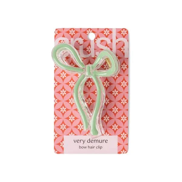 Crush mint green demure bow hair clip for elegant styling