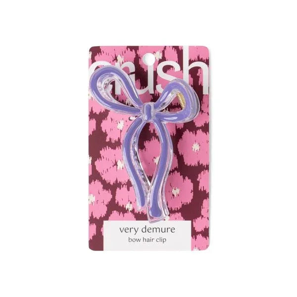 Crush Very Demure Bow Hair Clip in Purple with Clear Accents