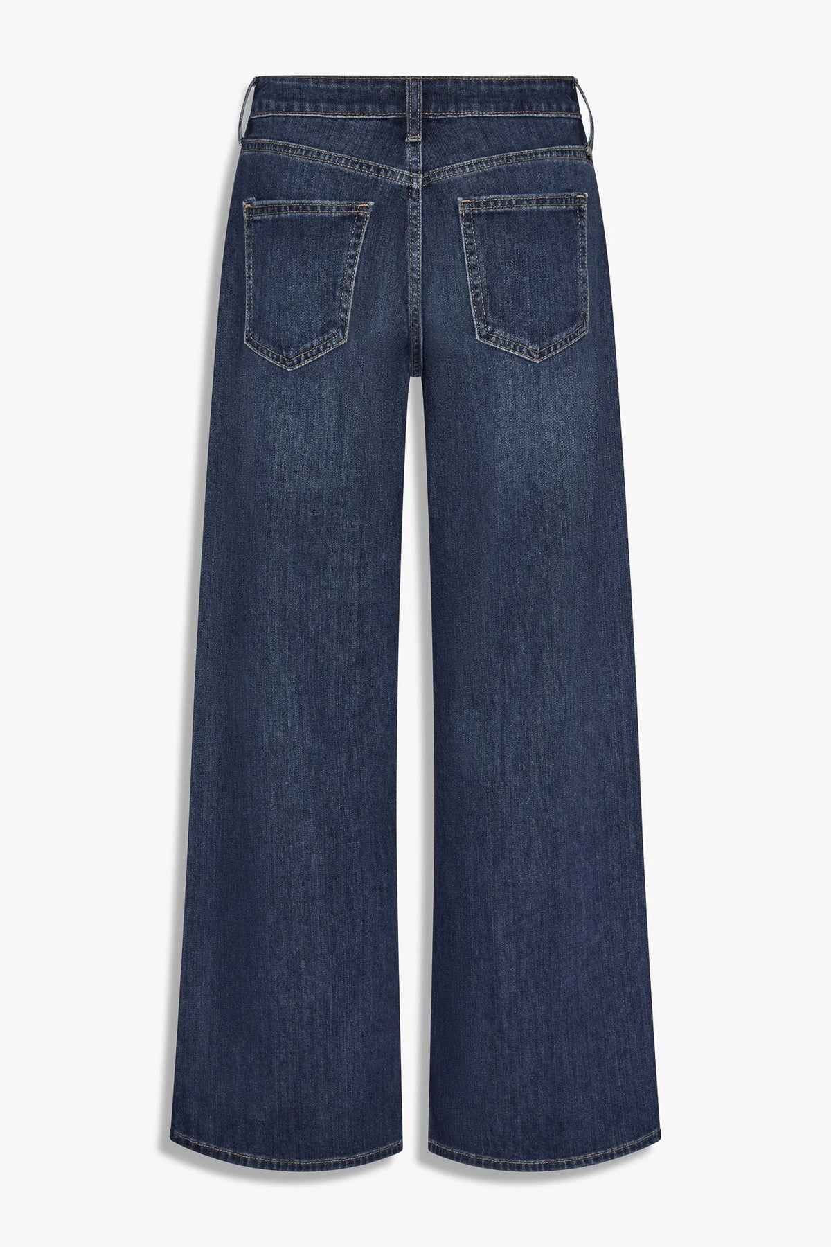 Stretch mid rise palazzo denim jeans in dark blue with wide legs
