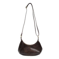 Dark brown vegan leather GISELLE MINI HOBO shoulder bag with zip closure and shoulder strap