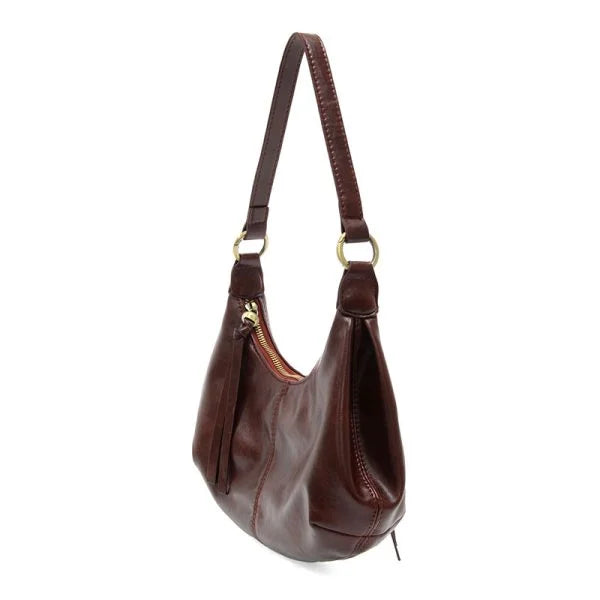 GISELLE MINI HOBO vegan leather shoulder bag with gold-tone hardware and zip closure