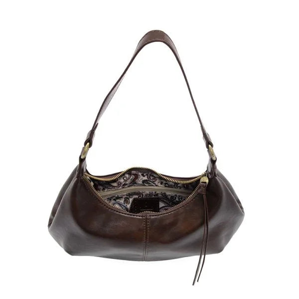 GISELLE MINI HOBO vegan leather shoulder bag with patterned fabric lining and zip closure