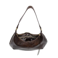 GISELLE MINI HOBO vegan leather shoulder bag with patterned fabric lining and zip closure