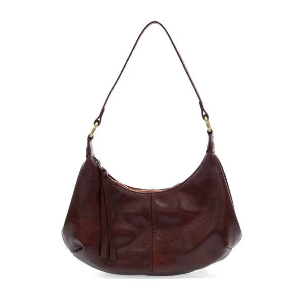 GISELLE MINI HOBO in dark brown vegan leather with shoulder strap and zip closure