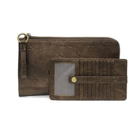 Dark brown leather wallet and matching cardholder from KARINA CONVERTIBLE WRISTLET & WALLET
