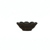 Dark brown scalloped ceramic bowl showcasing unique flare in stoneware flower bowls