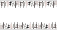 Decorative black and gray borders with stylized trees on a table runner roll disposable