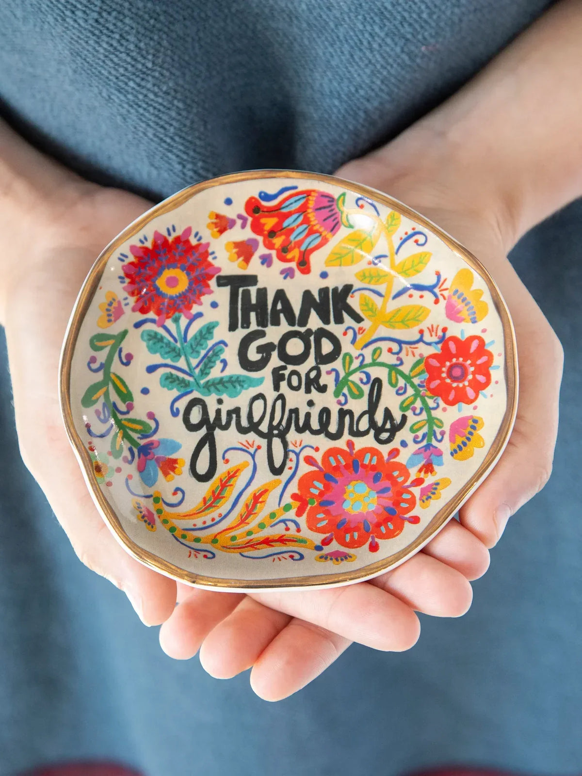 Decorative artsy trinket dish with colorful floral patterns for GIRLFRIENDS collection