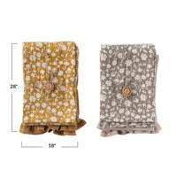 Decorative cotton slub printed and cotton waffle tea towels with floral patterns