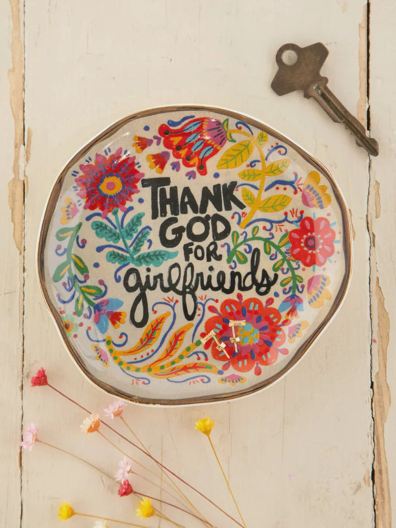 Decorative artsy trinket dish with vibrant floral design for GIRLFRIENDS collection
