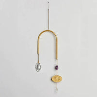 Decorative hanging mobile with gold arch and crystal pendant for SUNCATCHERS GEMSTONE