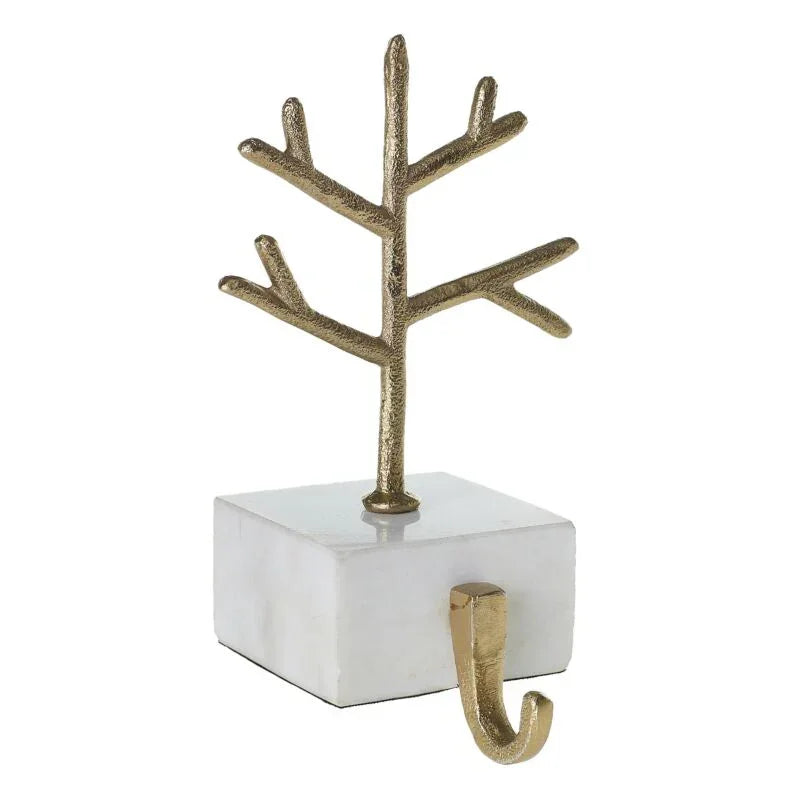 Decorative tree-shaped stocking holder jewelry organizer on a white base by Shop Daisy