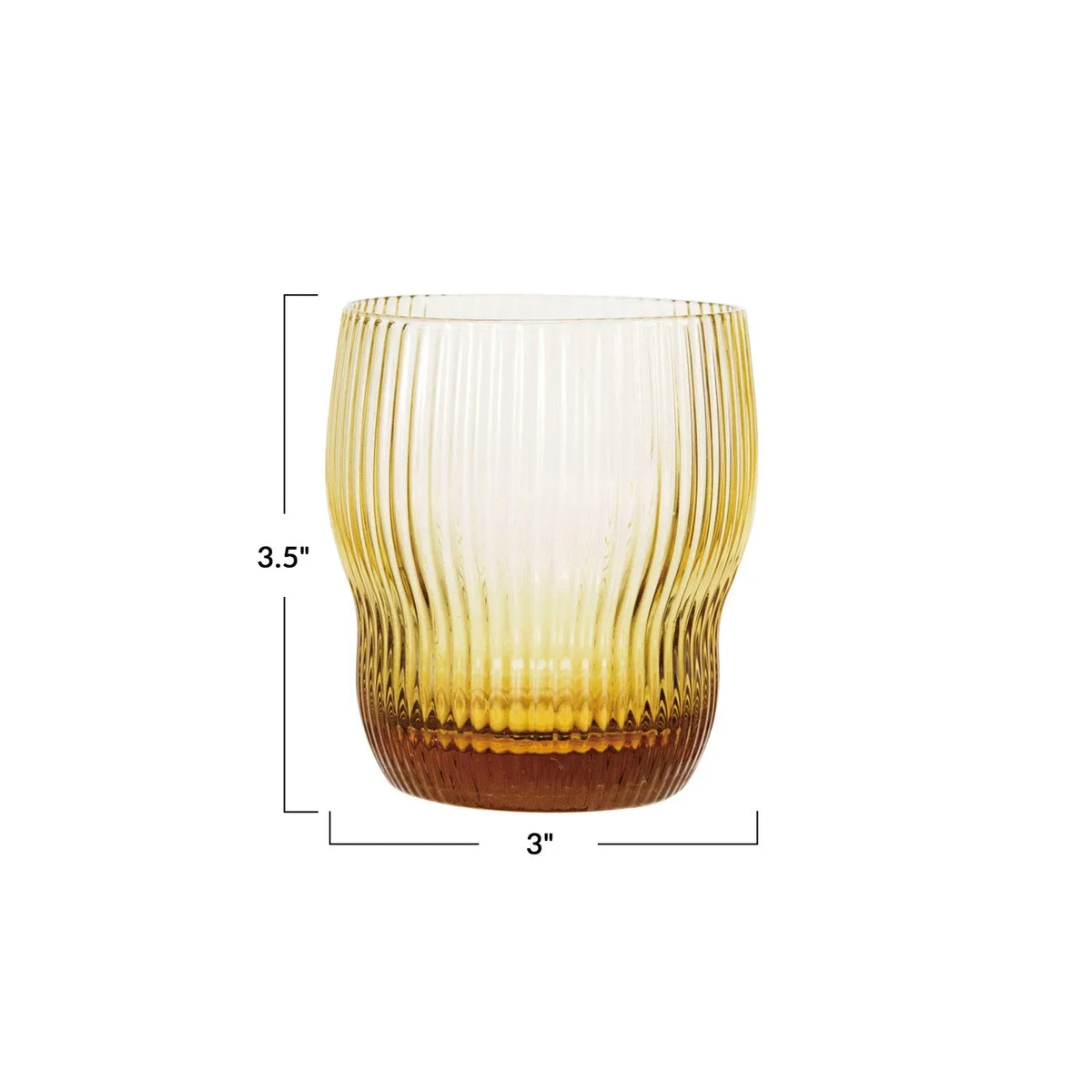 Dimensions of 8 OZ Fluted Drinking Glass showcasing its elegant design and functionality