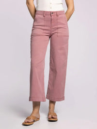 Dusty rose THREAD & SUPPLY LORETTA PANTS featuring high rise, wide-leg ankle design