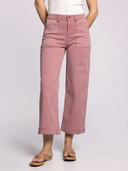 Dusty rose THREAD & SUPPLY LORETTA PANTS featuring high rise, wide-leg ankle design