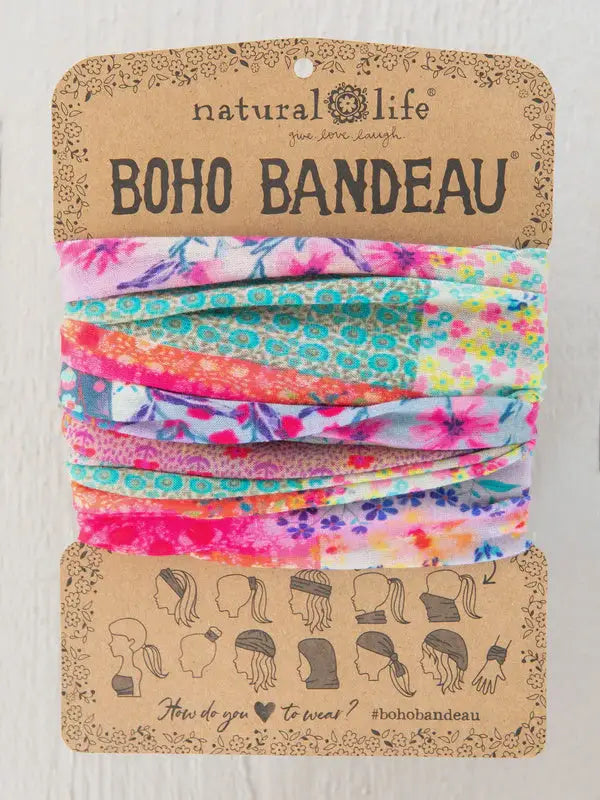 Floral boho bandeau on cardboard display for women’s boho chic clothing at Shop Daisy