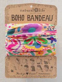 Floral boho bandeau on display card for women’s boho chic clothing at Shop Daisy