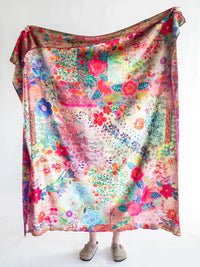 Floral patterned fabric of DOUBLE-SIDED COZY THROW BLANKET - JEWEL BORDER for comfort