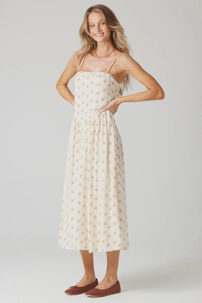 Floral print HILLVIEW MIDI DRESS with spaghetti straps and a flowy midi-length skirt