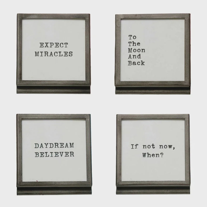 Decorative framed signs with inspirational quotes as an accent piece for women’s boho chic clothing at Shop Daisy