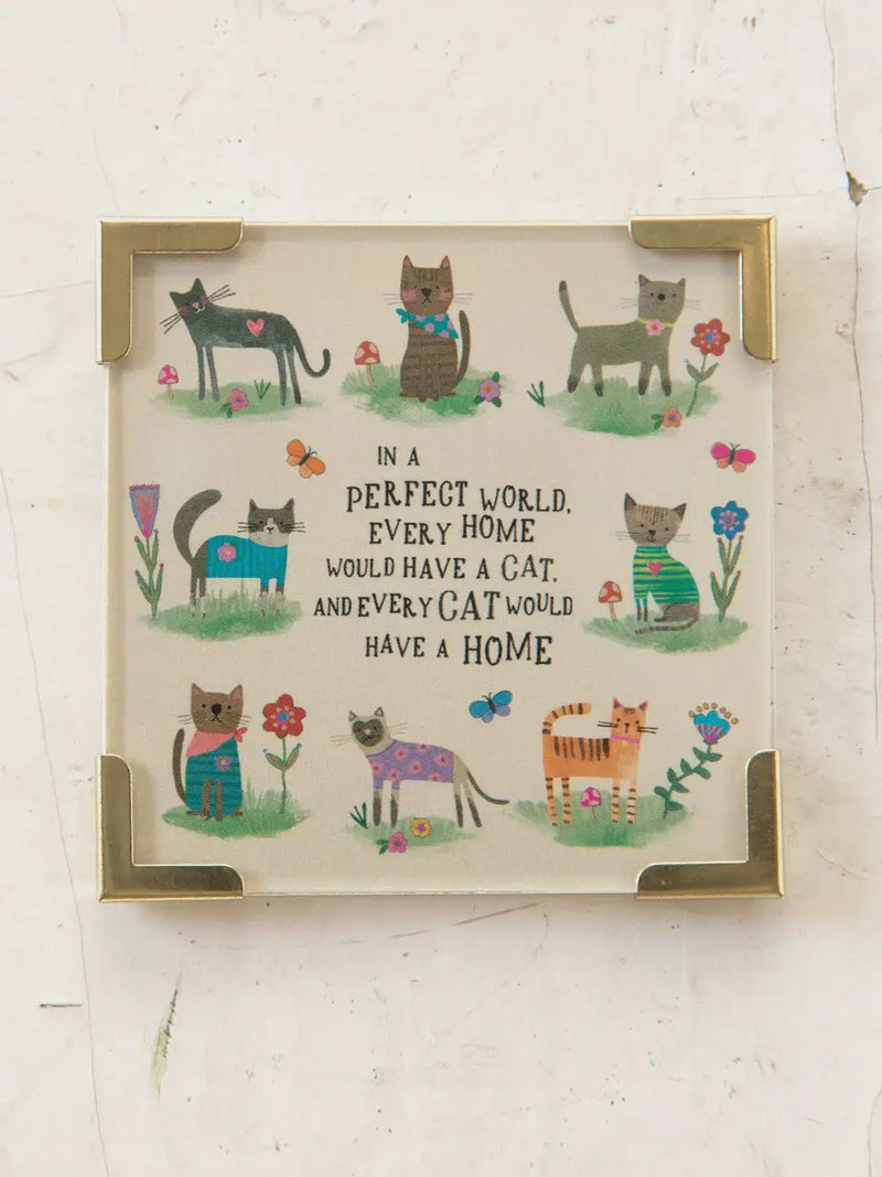 Framed cat-themed art magnet with heartwarming message, perfect for women’s boho chic clothing from Shop Daisy