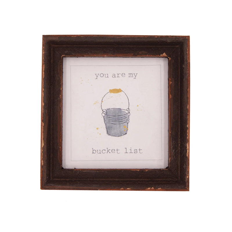 Framed picture of a masked bird in YOU ARE MY BUCKET LIST wooden frame decor