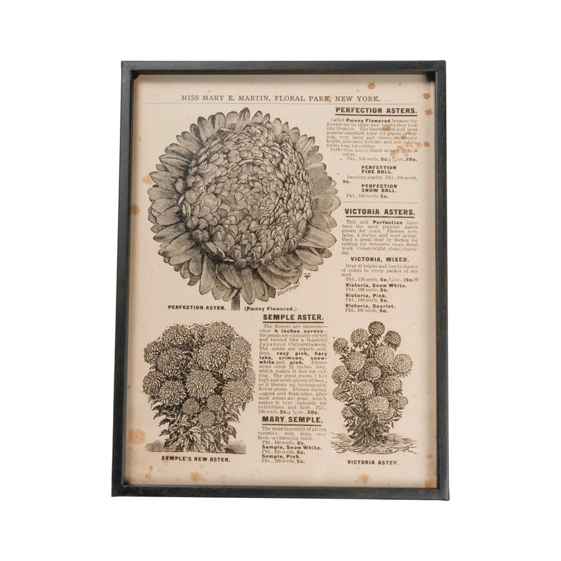 A framed print of flowers in Aster Vintage wall decor showcasing elegant design