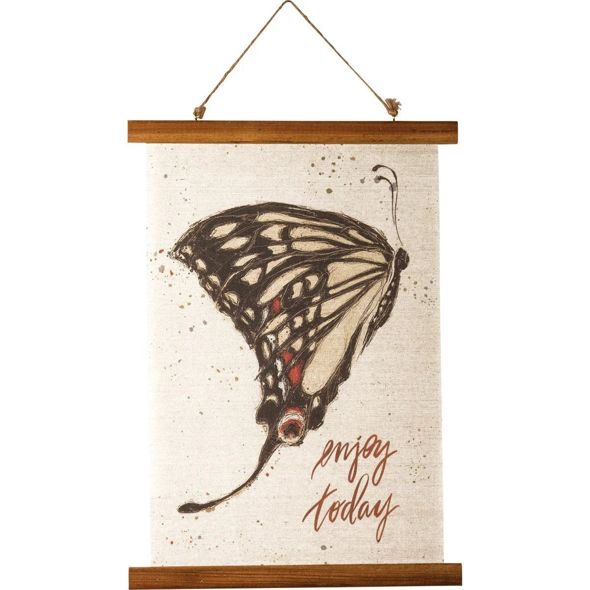 Framed butterfly print with the words you are not here for Enjoy Today Canvas Wall Decor