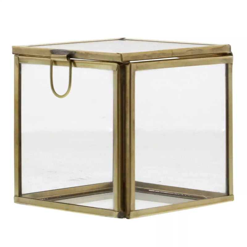 Glass and brass display box with hinged lid from Pierre Demi Leaded collection