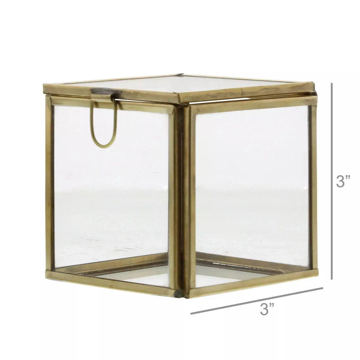 Glass and brass display box with hinged lid in Pierre Demi leaded glass design