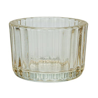 Glass candle holder with gold rim in Wood Tray Embossed Glass Tealight/Votive Holders