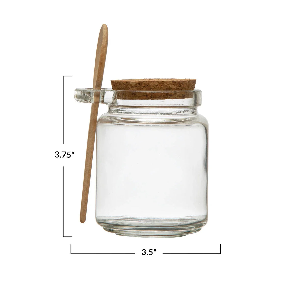 12 OZ glass jar with cork lid & wood spoon for stylish storage and presentation