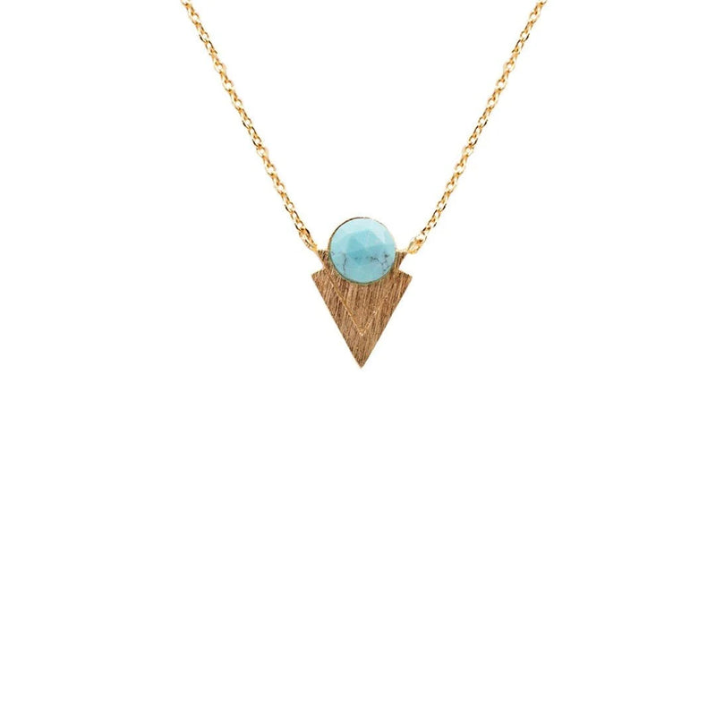 Gold & Turquoise Pendant Necklace featuring a gold arrow and turquoise stone