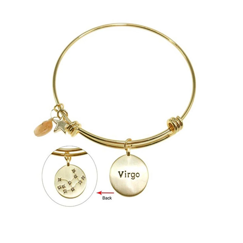 20 Karat Gold Plated Virgo Zodiac Sign Bracelet with Charm and Elegant Design