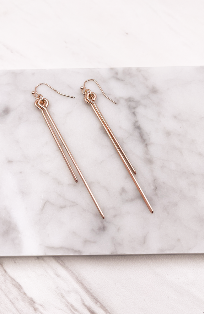 Rose Gold Drop Earrings - Earrings