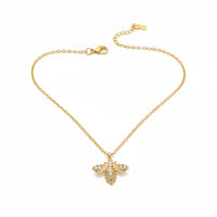 Gold bee zirconia necklace with diamond accents from the 18K Gold Bee Zirconia Necklace collection
