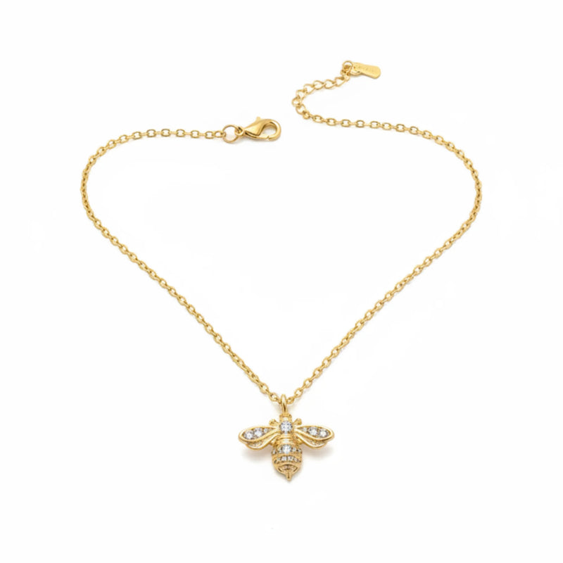 Gold bee zirconia necklace with diamond accents from the 18K Gold Bee Zirconia Necklace collection