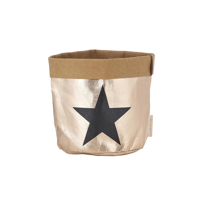 Gold and black star planter featured in Rose Gold Holiday Paper Holder display