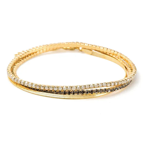 Gold bracelet with black and white diamonds from SPARKLE & SHINE Rhinestone Stretch Bracelets