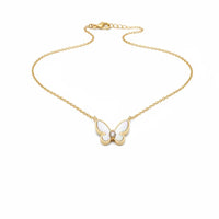 Gold butterfly necklace with diamond accent from GOLD WINGS PEARL BUTTERFLY NECKLACE, perfect for free spirit bohemian jewelry collection