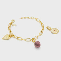 Interchangeable Healing Gold Charm Bracelet with Tourmaline for women’s boho chic
