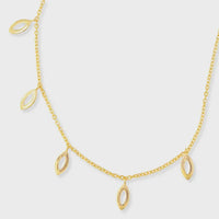 Almond Cutouts Gold Necklace featuring six marquise-shaped charms for elegant style