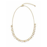 Bohemian dainty gold charm necklace with dangling crystal pendants