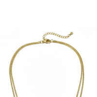 Dainty layered golden heart necklace with interlocking gold chain and lobster clasp